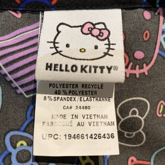 Hello Kitty Ladies Scrub Top Size Medium Black Multicolour Medical Uniform - Picture 10 of 14
